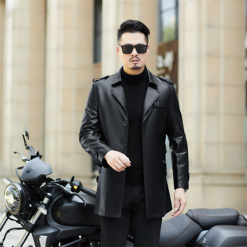 Áo da thật dáng dài