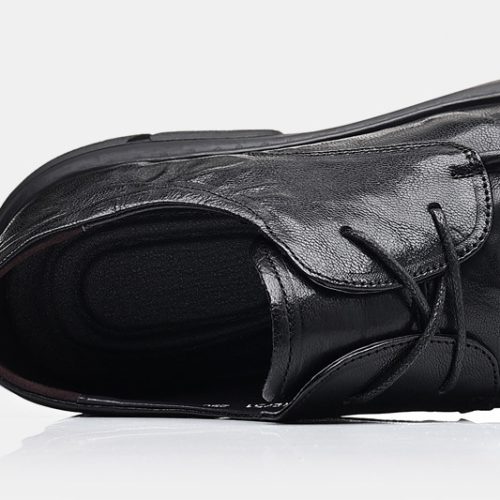 Giày tay da nâu, đế cao su gót cao 2-3cm Navy GTD005 – Nâu sẫm