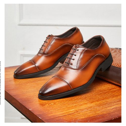 Giày tây tăng chiều cao lịch lãm, cao su gót cao 6cm Navy GTD020-Nâu (có tăng chiều cao bên trong)