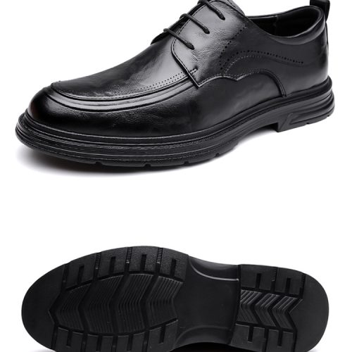 Giày tây tăng chiều cao da thật, cao su gót cao 6cm Navy GTD036-Màu nâu