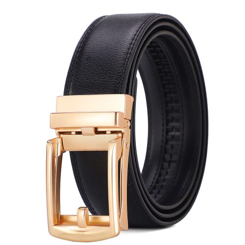 Dây nịt da bò nam Navy DND010-067 Khóa Vàng Đen