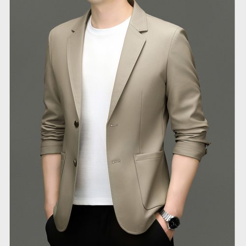 Áo vest da cừu thật, Áo Blaser da thật nam AKD042 Đen