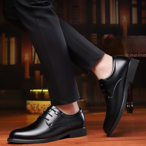 Giày cao nam công sở Navy GTD032- 2288 Đen (trơn) tăng chiều cao 5cm size 35-43
