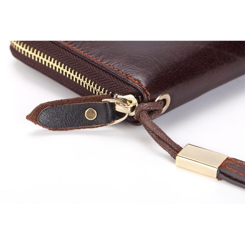 Ví cầm tay dài cho nam, da bò thật Navy CVD059 – Màu nâu