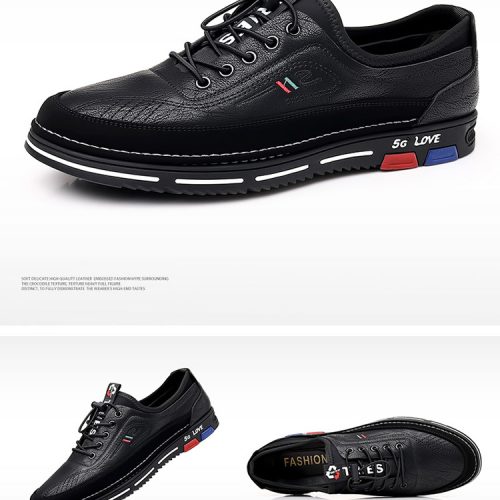 Giày ngoại cỡ da thật, cao su gót cao 3-4cm Navy GTD013-Màu xanh da trời