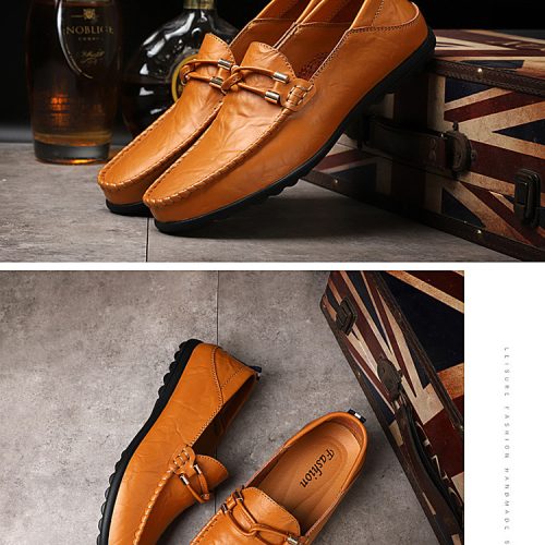 Giày lười da nam, cao su gót cao 2-3cm Navy GTD044- Đen