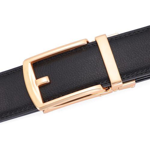 Dây nịt da bò nam Navy DND010-067 Khóa Vàng Đen