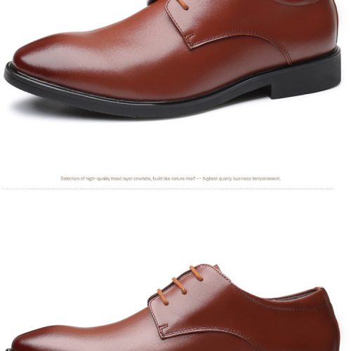 Giày Derby tăng chiều cao da thật, cao su gót cao 3-4cm Navy GTD023-Trắng