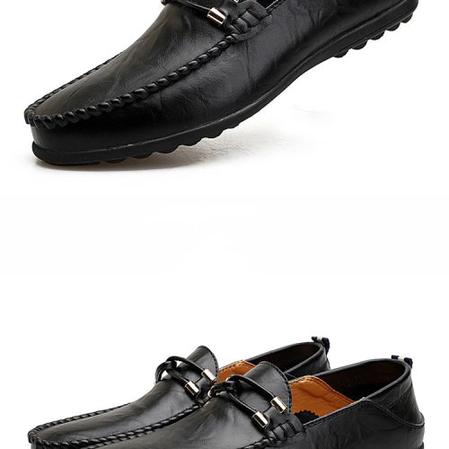 Giày lười da nam, cao su gót cao 2-3cm Navy GTD044- Đen