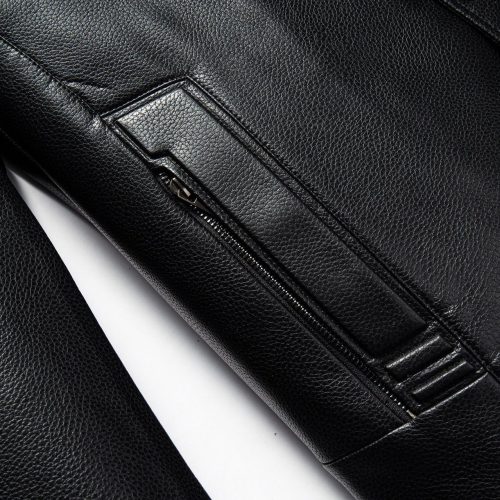 Áo da cừu thật dáng dài, thời trang AKD039 SK20 đen