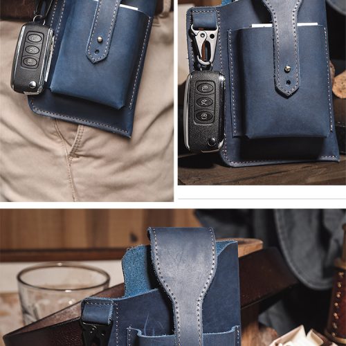 Túi điện thoại di động bằng da bò thật Navy CVD049 – 6543 Nâu