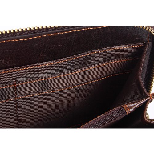 Ví cầm tay dài cho nam, da bò thật Navy CVD059 – Màu nâu