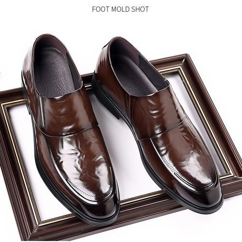 Giày tây da lộn, đế cao su gót cao 4-5cm Navy GTD006 – Đen