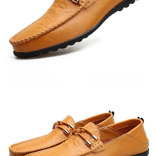 Giày lười da nam, cao su gót cao 2-3cm Navy GTD044- Đen
