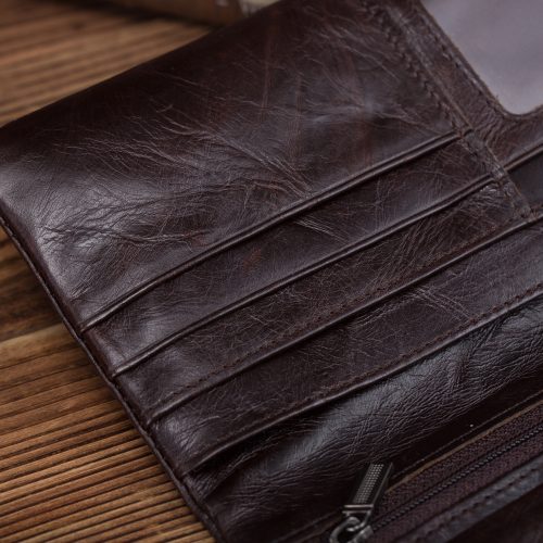 Ví ngang nam da bò, cầm tay thời trang Navy CVD058 – Nâu