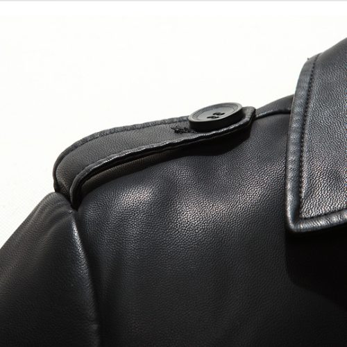 Áo khoác da cừu thật, dáng dài có big size AKD038 Đen