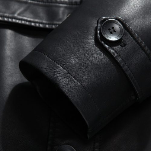 Áo khoác da cừu thật, dáng dài có big size AKD038 Đen