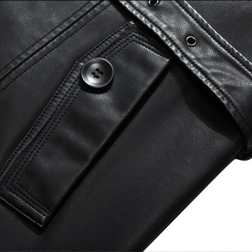 Áo khoác da cừu thật, dáng dài có big size AKD038 Đen