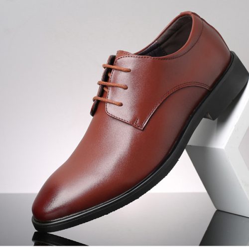 Giày Derby tăng chiều cao da thật, cao su gót cao 3-4cm Navy GTD023-Trắng
