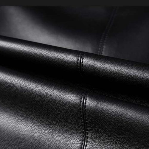 Áo da cừu nam đi Moto AKD044 Đen lót lông