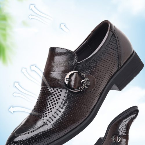 Giày tây công sở, cao su gót cao 3-4cm Navy GTD016-Đen (dép đế rỗng) da cừu 168W-2