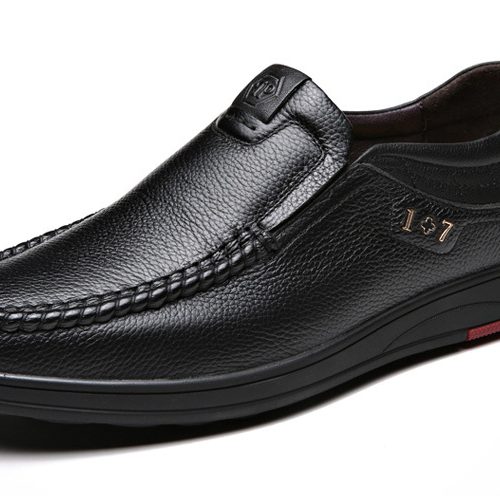 Giày lười công sở da bò, cao su gót cao 2-3cm Navy GTD028-Màu vàng