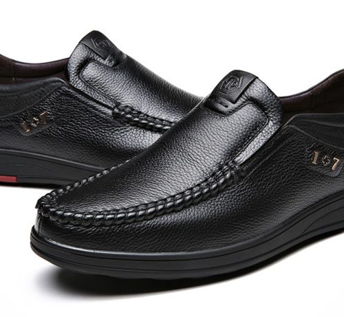 Giày lười công sở da bò, cao su gót cao 2-3cm Navy GTD028-Màu vàng
