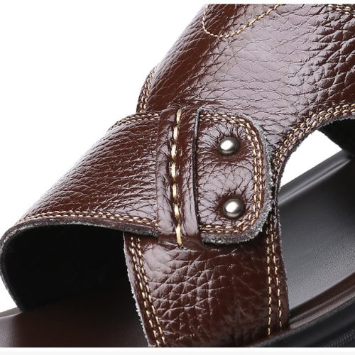 Giày sandal big size da bò thật Navy GTD025-Màu nâu
