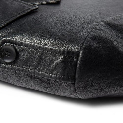 Áo da cừu thật dáng dài, thời trang AKD039 SK20 đen