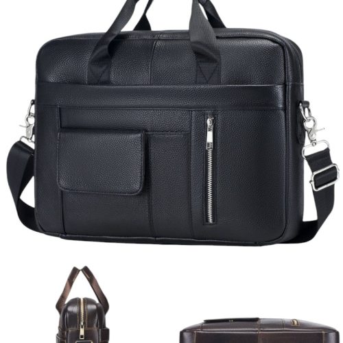Cặp da bò đựng laptop công sở Navy CVD017 – Đen