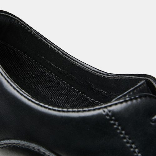 Giày da cao cấp, cao su gót cao 3-4cm Navy GTD019-Hạt cườm hở màu đen (phiên bản bình thường)