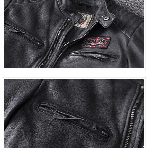 Áo khoác da bò nguyên chất đủ size từ S-6XL Navy AKD011 Đen