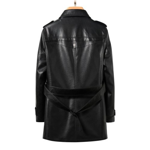 Áo khoác da nam thời trang, da cừu thật AKD045 Lớp lót cotton màu đen