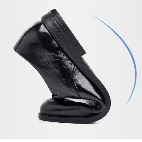 Giày tây da lộn, đế cao su gót cao 4-5cm Navy GTD006 – Đen