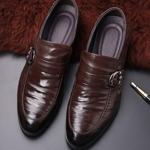 Giày tây công sở, cao su gót cao 3-4cm Navy GTD016-Đen (dép đế rỗng) da cừu 168W-2