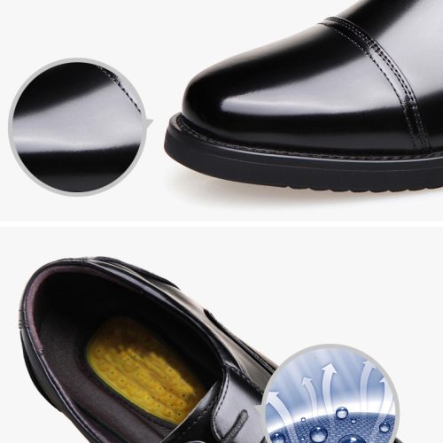 Giày tây công sở, cao su gót cao 3-4cm Navy GTD029-1018 Buộc dây (da bò)