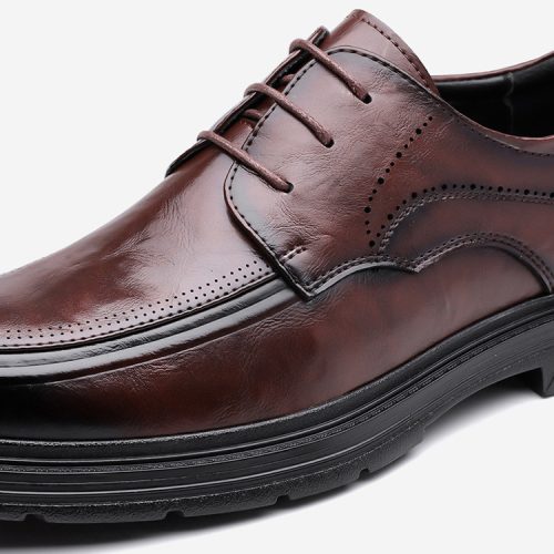 Giày tây tăng chiều cao da thật, cao su gót cao 6cm Navy GTD036-Màu nâu
