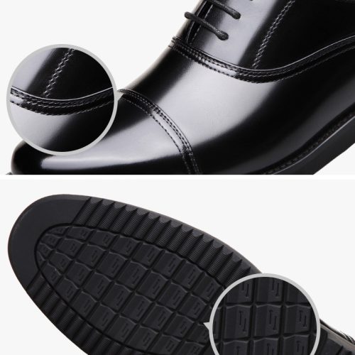 Giày tây công sở, cao su gót cao 3-4cm Navy GTD029-1018 Buộc dây (da bò)
