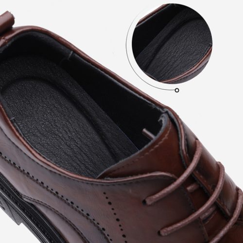 Giày tây tăng chiều cao da thật, cao su gót cao 6cm Navy GTD036-Màu nâu
