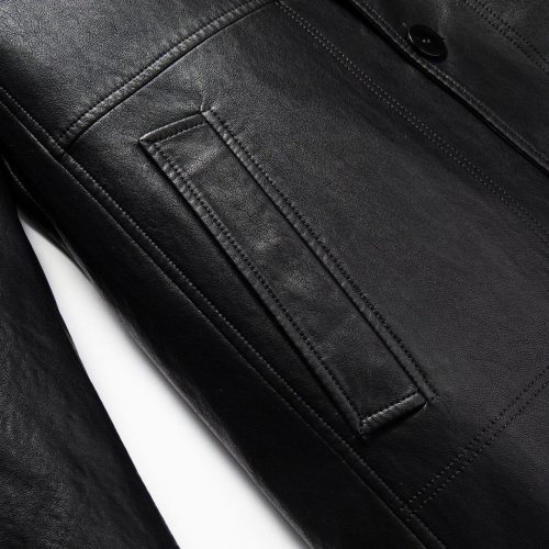 Áo da cừu thật dáng dài, thời trang AKD039 SK20 đen