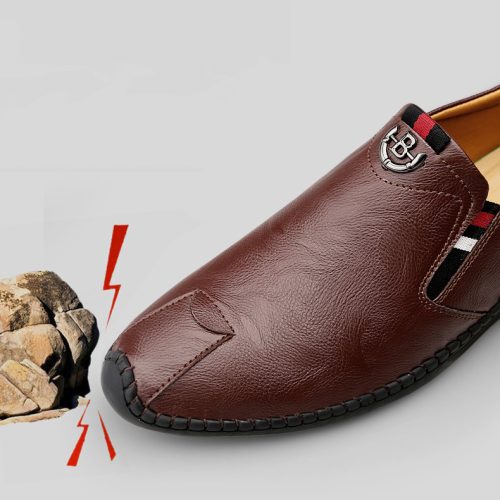 Giày Lười Nam Da Bò Thật Big Size GTD046 Trắng