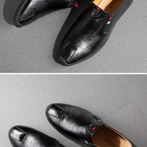 Giày Lười Nam Da Bò Thật Big Size GTD046 Trắng