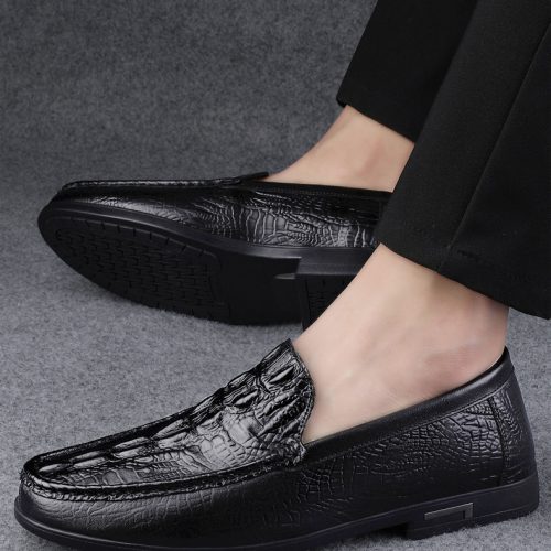 Giày Nam Công Sở Da Bò Vân Cá Sấu Navy Size 38-46 Sang Trọng Đẳng Cấp GTD049