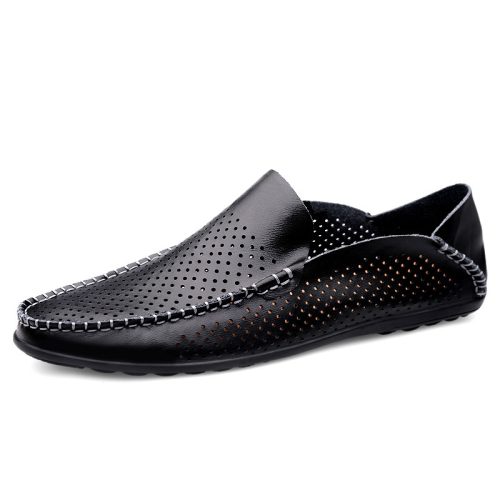 Giày Lười Công Sở Da Bò Thật Big Size Navy GTD047 Đen ĐL