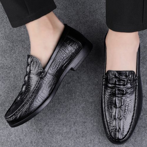 Giày Nam Công Sở Da Bò Vân Cá Sấu Navy Size 38-46 Sang Trọng Đẳng Cấp GTD049