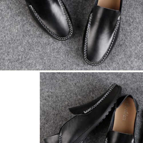 Giày Lười Công Sở Da Bò Thật Big Size Navy GTD047 Đen ĐL
