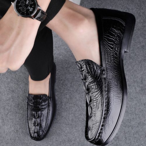 Giày Nam Công Sở Da Bò Vân Cá Sấu Navy Size 38-46 Sang Trọng Đẳng Cấp GTD049
