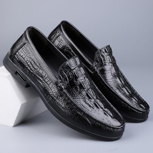 Giày Nam Công Sở Da Bò Vân Cá Sấu Navy Size 38-46 Sang Trọng Đẳng Cấp GTD049