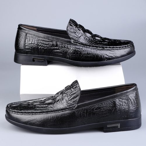 Giày Nam Công Sở Da Bò Vân Cá Sấu Navy Size 38-46 Sang Trọng Đẳng Cấp GTD049