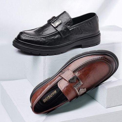 Giày Loafer Nam Da Bò Thật Có Big Size GTD063 Đen